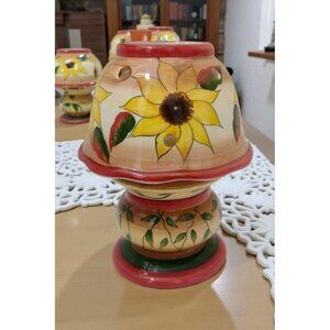 Home Interiors Retired Ceramic Sunflower Candle Holder Lamp Cottagecore